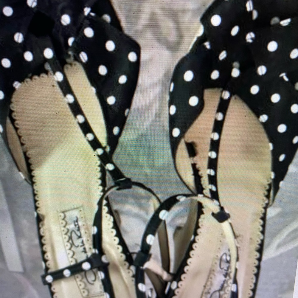 OSCAR de LA RENTA POKA DOT WEDGE SIZE 8